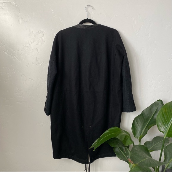 ALL SAINTS | Black Rio Wool Blend Zipper Parka Coat - Picture 11 of 13